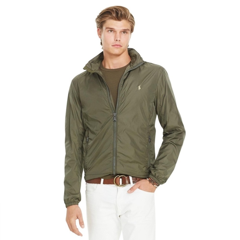 Polo Ralph Lauren Retford Packable Windbreaker Jacket large olive green hooded